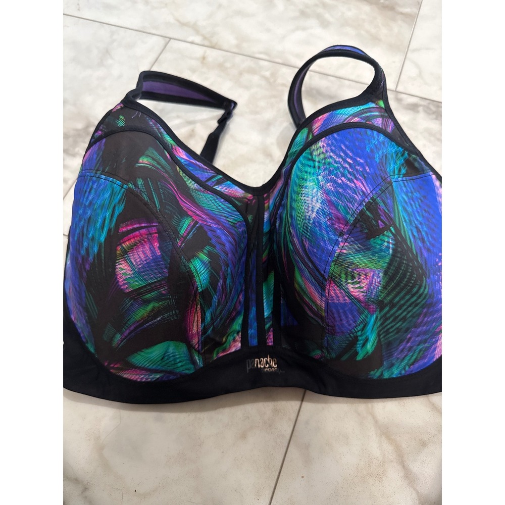 Panache Sport Underwired Sports Bra 36H Multicolored Abstract Print 5021A